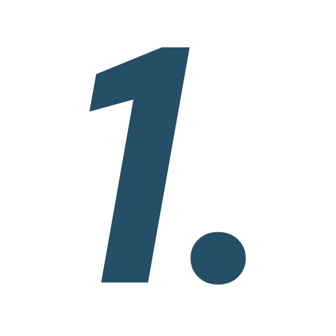 The image shows a large, bold blue number "1" centered on a plain white background, with no additional landmarks or people visible.