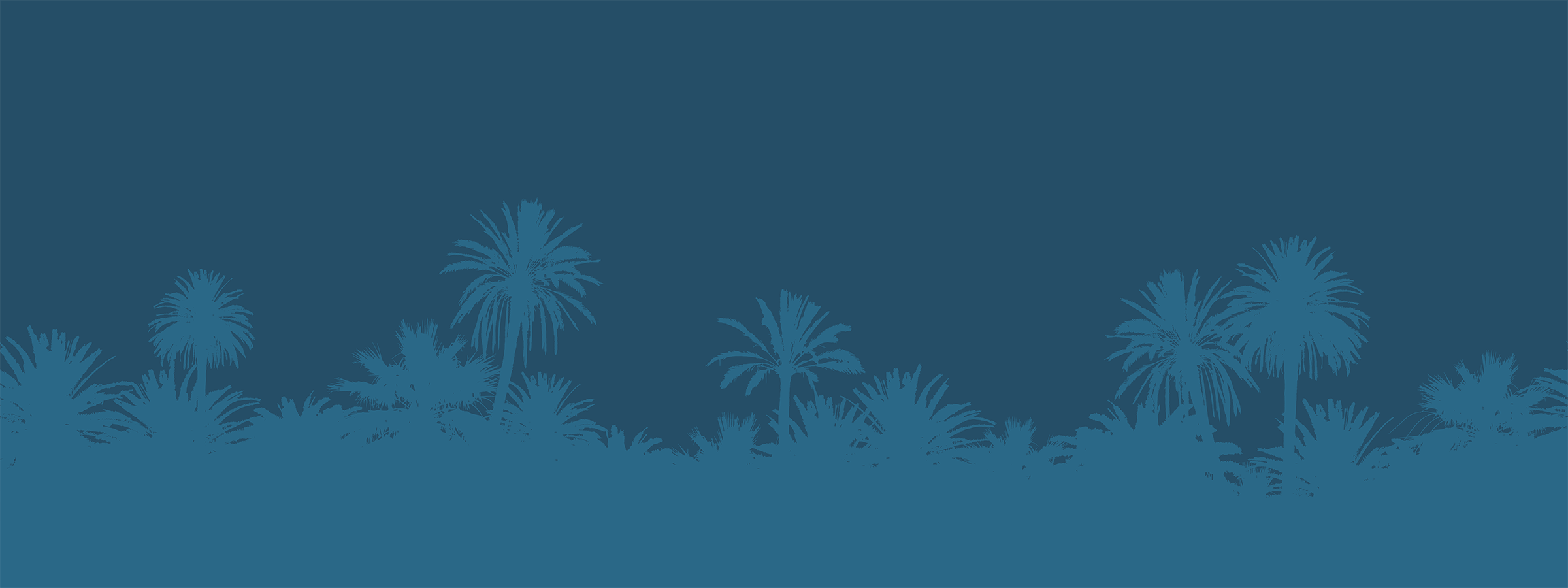 Silhouetted palm trees against a deep blue sky, creating a serene and tropical atmosphere. No recognizable landmarks or historical buildings are present.
